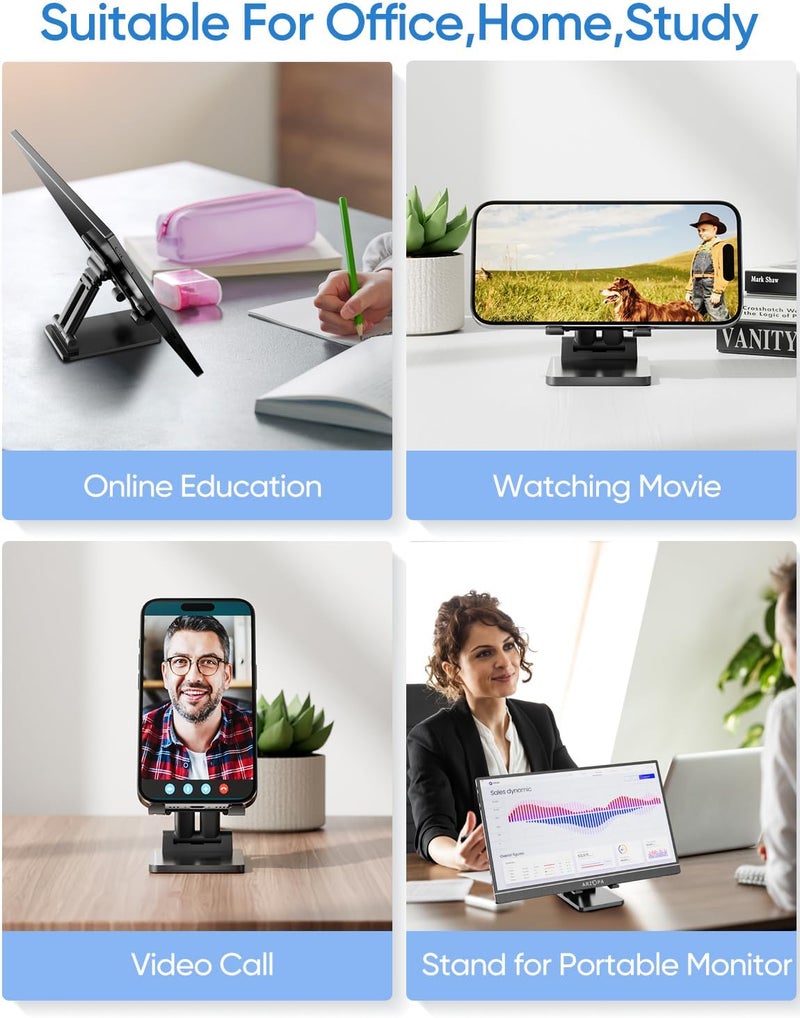 ARZOPA Cell Phone Stand Angle Height Adjustable Phone Holder for Desk, Foldable Phone Stand, Compatible with iPhone, iPad, Surface Pro, Portable Monitor 7" - 15.6" - Image 5